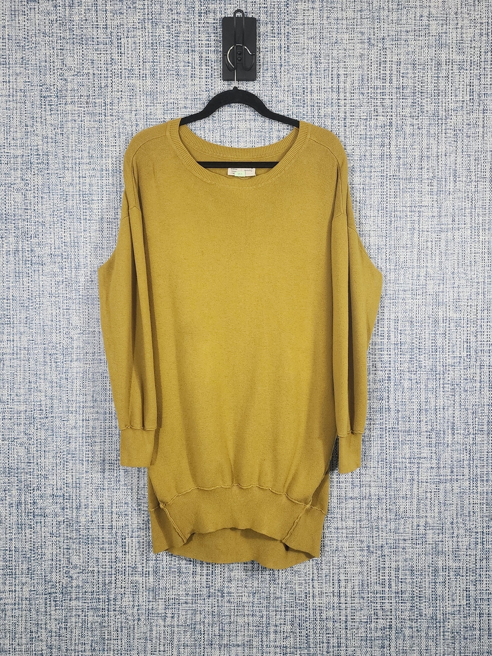 Anthropologie Saturday Sunday Mustard Chartreuse Pleated Back Tunic Sweater M